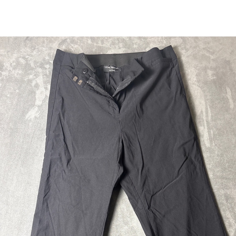 Lane Bryant Black Ankle Pants Size 16 Stretch Career Trousers Side Slit Hem